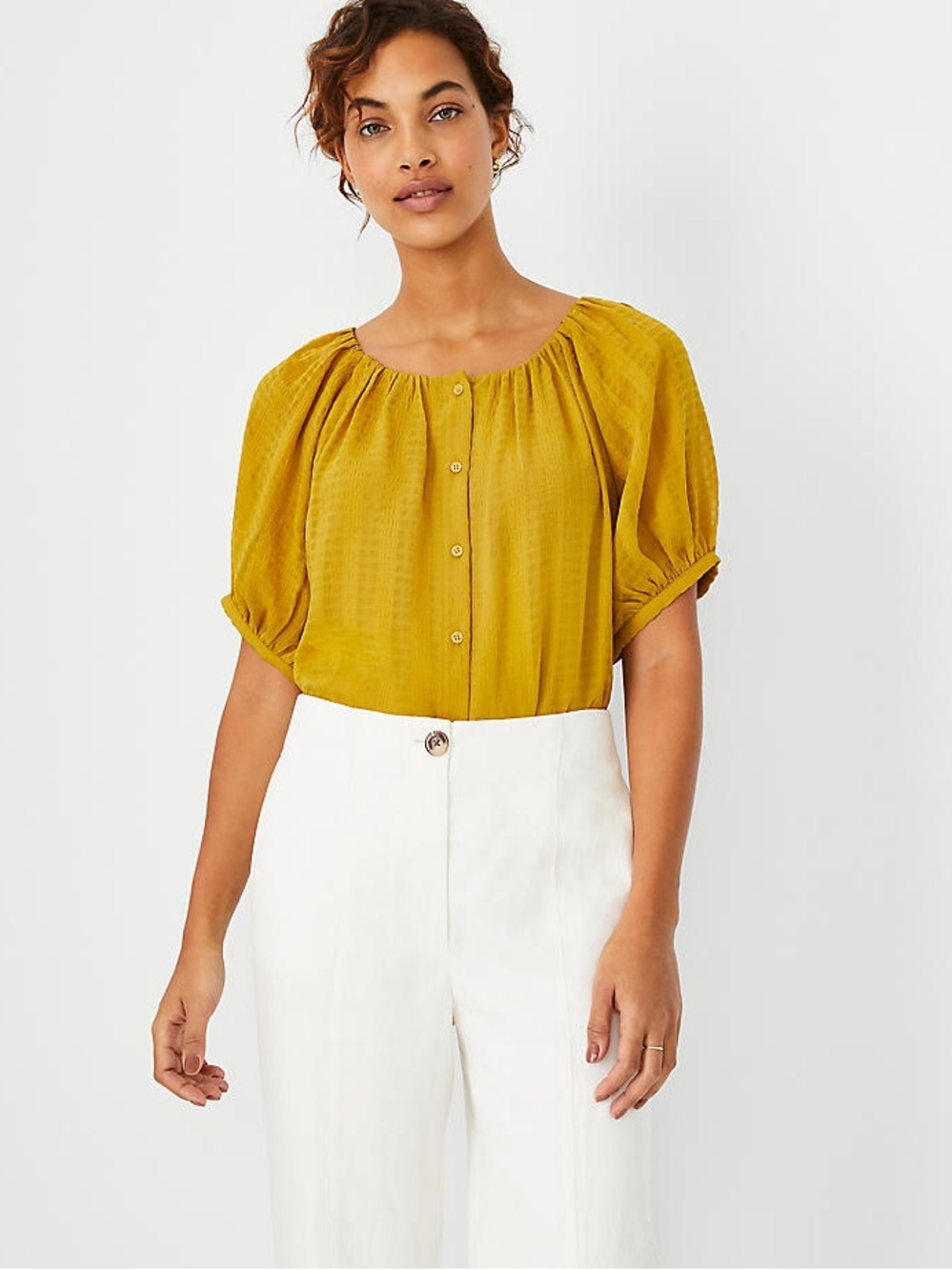 Ann Taylor Boatneck Button Raglan Top Size Petite Medium